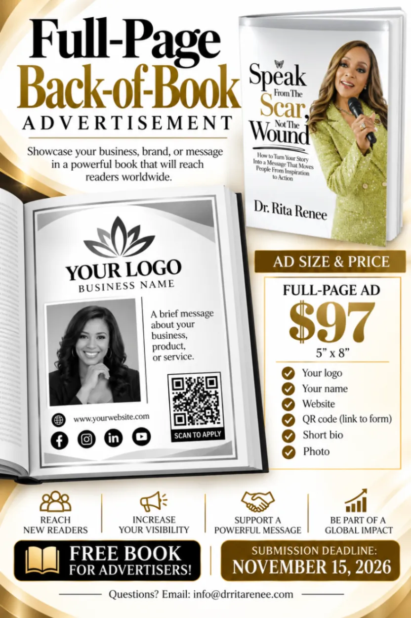 Business advertising opportunity in Speak From the Scar, Not the Wound